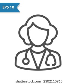 Woman Doctor Icon. Professional, pixel perfect vector icon.