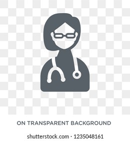 Woman Doctor Icon. Trendy Flat Vector Woman Doctor Icon On Transparent Background From Ladies Collection. 