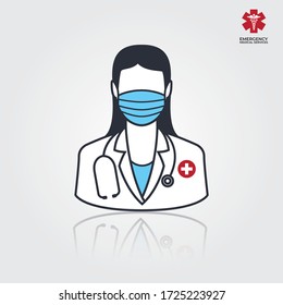 Woman Doctor Icon. Vector illustration