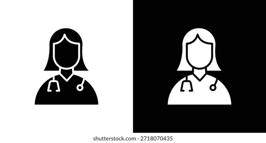 Vector del icono del doctor de la mujer, ilustración sólida, sistema del pictograma.