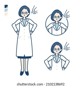 A woman doctor in a lab coat with anger images.It's vector art so it's easy to edit.