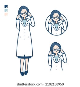 A woman doctor in a lab coat with cry images.It's vector art so it's easy to edit.