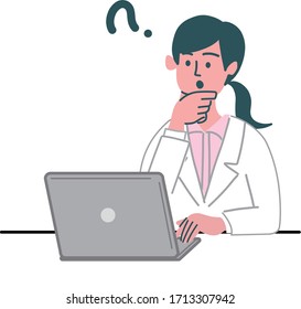 woman doctor laptop pc thinking