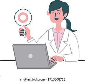woman doctor laptop pc yes no