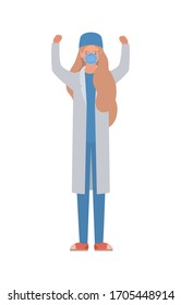 Woman doctor with mask against 2019 ncov virus design of Covid 19 cov infection disease symptoms and medical theme Vector illustration