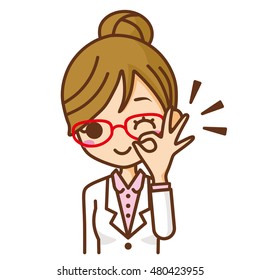 Woman doctor OK sign.