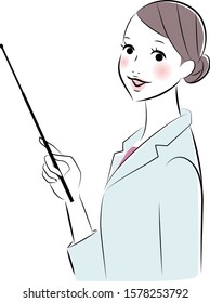 Woman doctor with a pointing stick