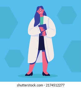 woman doctor profession, vector style