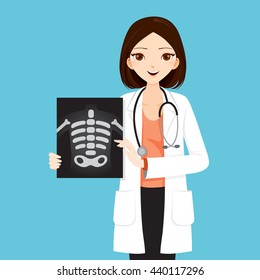 Woman Doctor Showing X-ray Film, Physician, Hospital, Checkup, Patient, Healthy, Treatment, Personnel