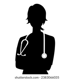 Woman Doctor Silhouette. Vector illustration