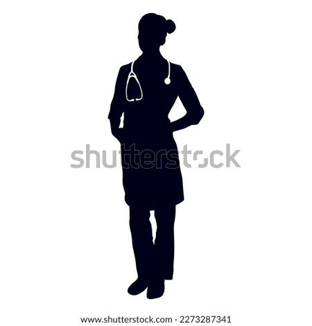 Woman Doctor Silhouette. Vector illustration art