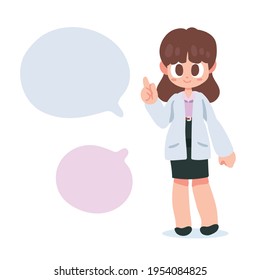 The woman doctor talk about something, Cartoon vector illustratio