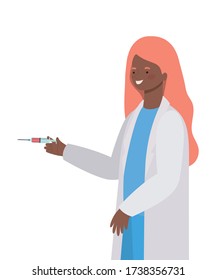 Woman doctor with uniform and injection design of Medical care health and emergency theme Vector illustration