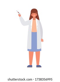 Woman doctor with uniform and injection design of Medical care health and emergency theme Vector illustration