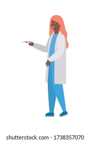 Woman doctor with uniform and injection design of Medical care health and emergency theme Vector illustration