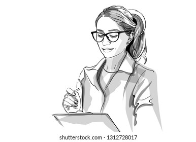 Woman doctor Vector sketch storyboard. Detailed character illustration