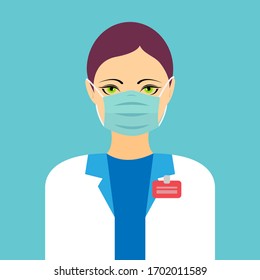 Woman doctor wearing a disposable mask, protection concept