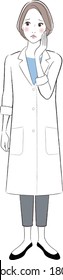 A woman doctor wearing white lab coat worryed