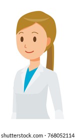 A woman doctor wearing a white suit is walking