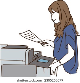 Woman with documents in front of printer
