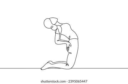 A woman does an exercise for her back health. International Women's Sports Day. Vector illustration. Images produced without the use of any form of AI software at any stage. 