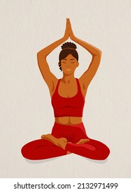 A woman does yoga. African American yogi girl.