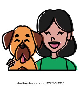 Woman with dog cartoon