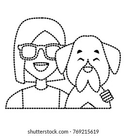 Woman with dog cartoon