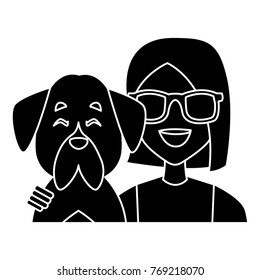 Woman with dog cartoon