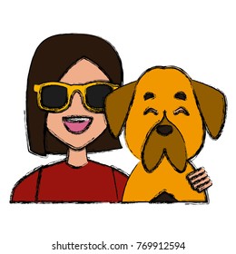 Woman with dog cartoon