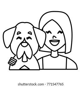 Woman with dog cartoon