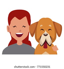 Woman with dog cartoon