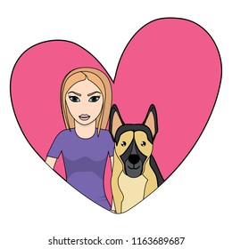 woman and dog design 
