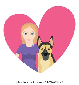 woman and dog design 