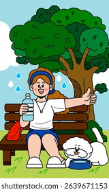 Woman and Dog Enjoying a Sunny Day at the Park