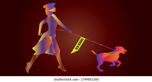 Woman With Dog Flat Design