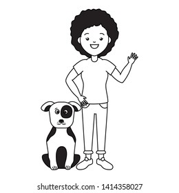 woman and dog pet animals vector illustration