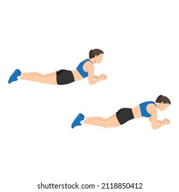 Woman doing Abdominal bridge exercise. Flat vector illustration isolated on white background