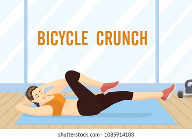 Woman Doing Abdominal Workout Bicycle Crunch Stock Vector (Royalty Free ...