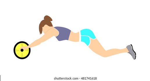 Woman doing abs exercise. Beautiful slim woman doing fitness exercise on white background. Healthy lifestyle.