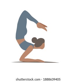 Woman is doing acrobatic element. Pilates yoga stretching gymnastic. Wellness Concept. Sport Healthy Lifestyle. Flat. Vector illustration on white background isolated