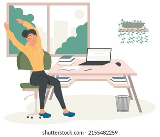 woman doing active break scene