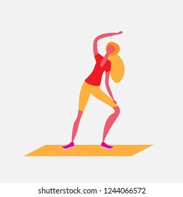 woman doing aerobic exercises cartoon character sport female activities isolated healthy lifestyle concept full length flat