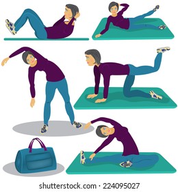 Woman doing aerobics vector.