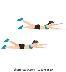 Woman doing alternating plank exercise flat vector illustration isolated on white background