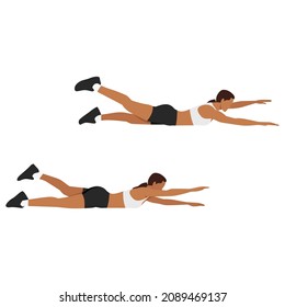 Woman doing alternating plank exercise flat vector illustration isolated on white background