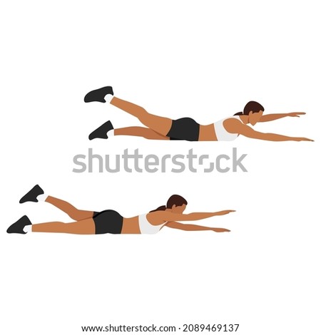 Woman doing alternating plank exercise flat vector illustration isolated on white background
