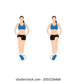 Woman doing Ankle circles exercise. Flat vector illustration isolated on white background