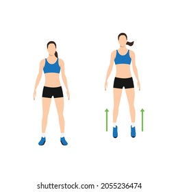 Woman doing Ankle hops exercise. Flat vector illustration isolated on white background