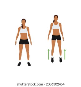 Woman doing Ankle hops exercise. Flat vector illustration isolated on white background